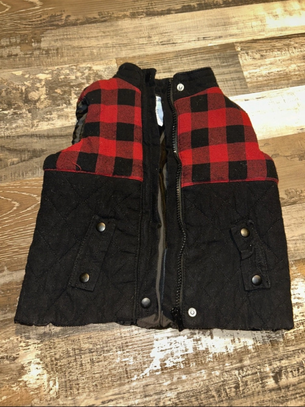 Tommy Bahama Kids Red and Black Buffalo Plaid Quilted Vest